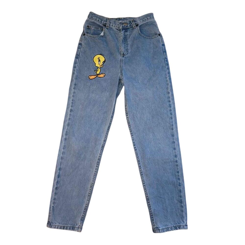Vintage 1990's Looney Tunes Tweety Bird Denim Jeans, Girls Size 16.